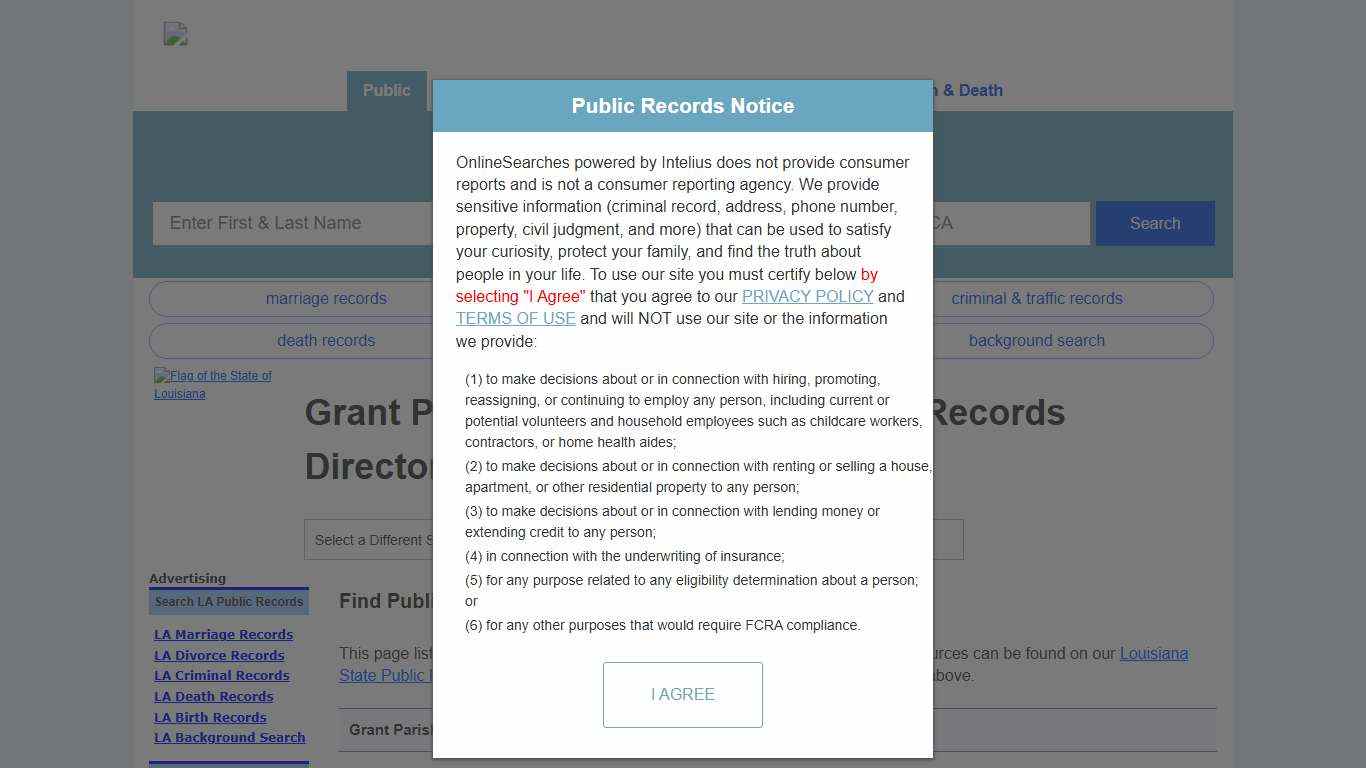 Grant Parish, Louisiana Public Records Directory