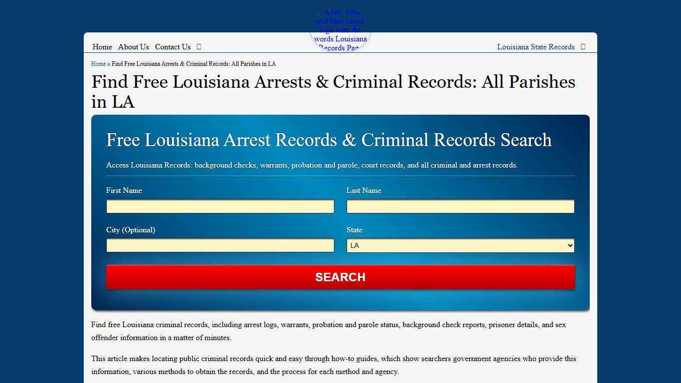 Find Free Louisiana Arrests & Criminal Records: All Parishes in LA